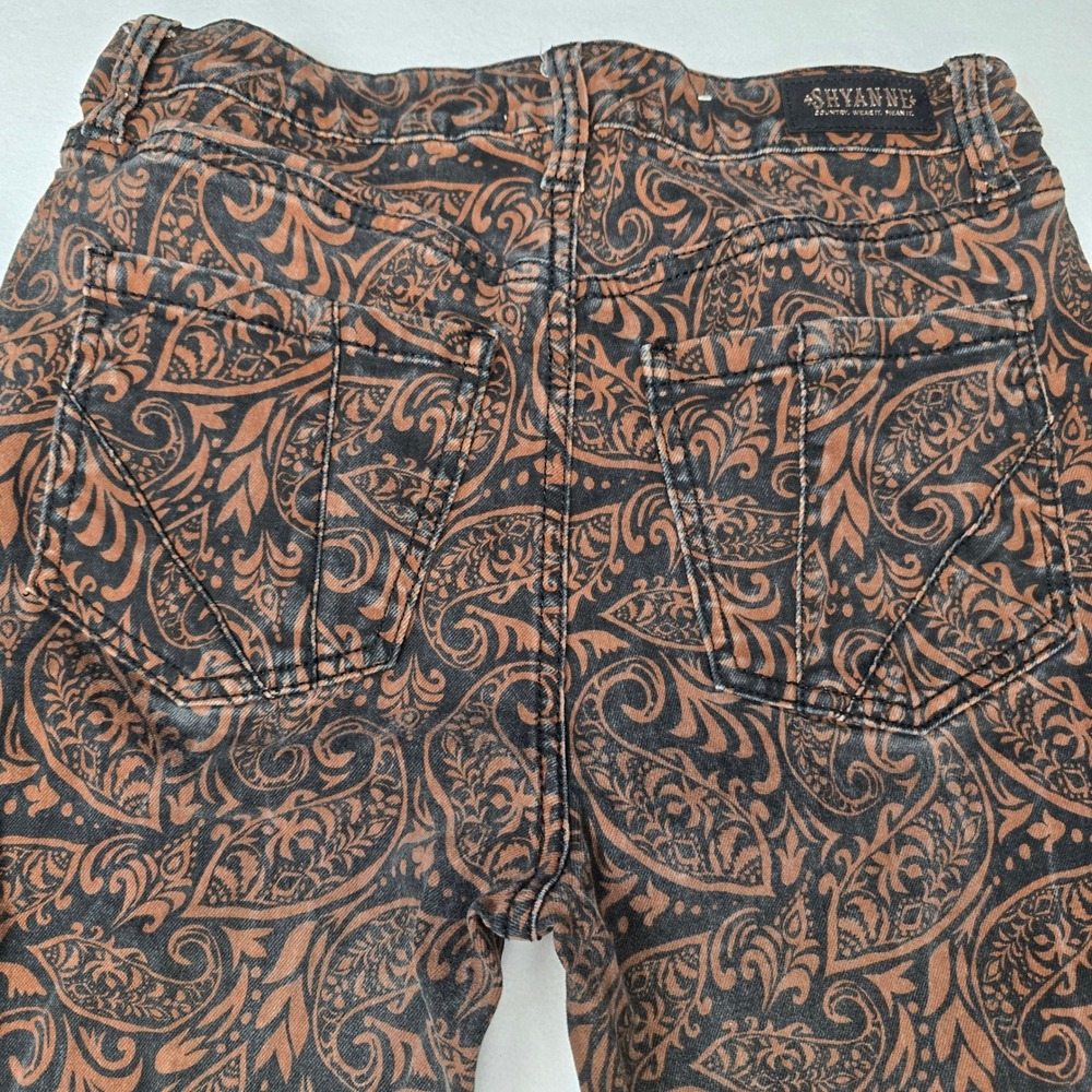 Shyanne Womens Paisley Print Flare Jeans Bell Bottom Western Boho Country 30x31 - Picture 7 of 11